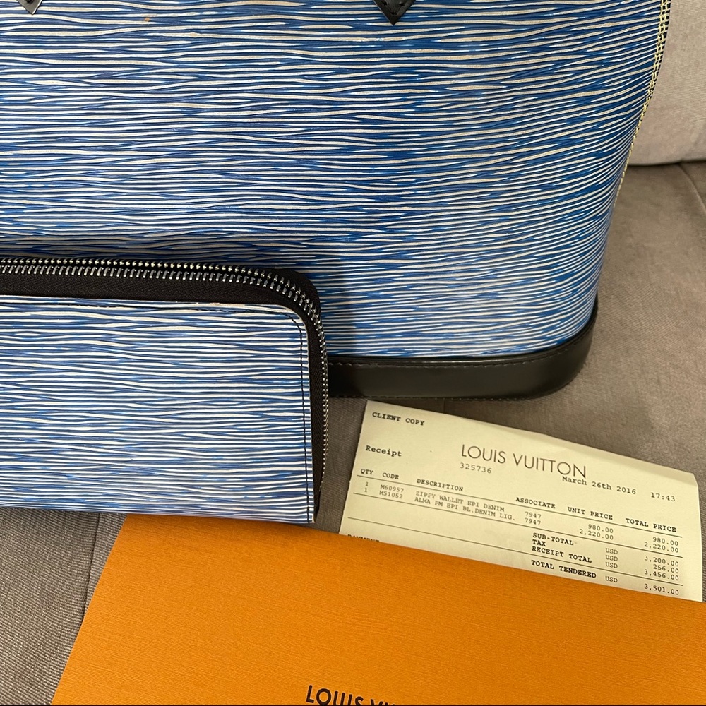 Louis Vuitton Alma PM EPI BL Denim Lig. M51052 & Zippy Wallet EPI Denim M60957